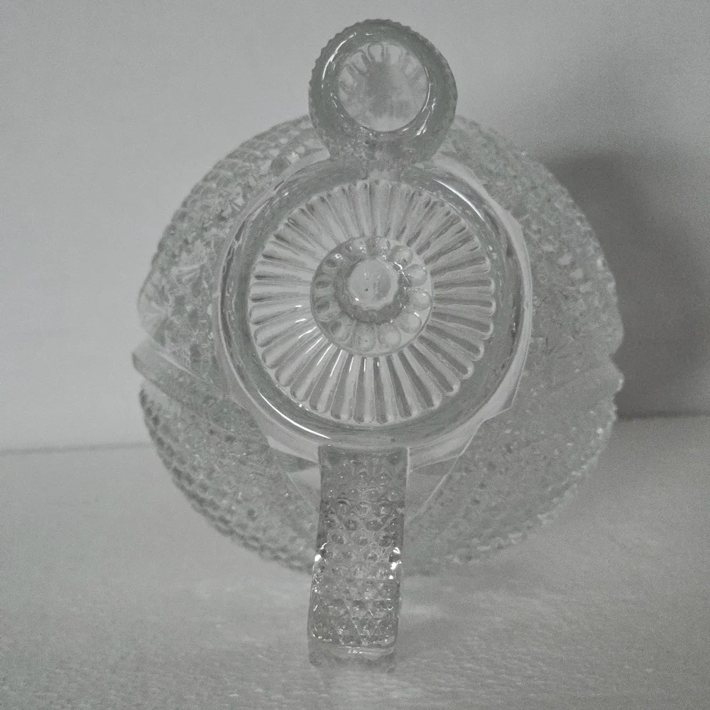Vintage Early American Pressed Cut Clear Glass Rum Jug